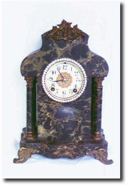 New Haven Charlemont Metal Case with Diamond like Stones around dial, circa 1900 — Antique Clocks Price Guide