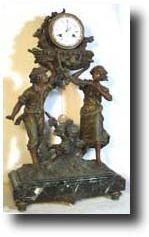 French Cast Figural Clock on Marble Base, c. 1880 — Antique Clocks Price Guide