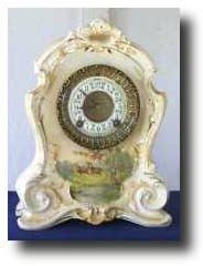 Ansonia "LA HONLAN" Royal Bonn China Clock , circa 1900 — Antique Clocks Price Guide