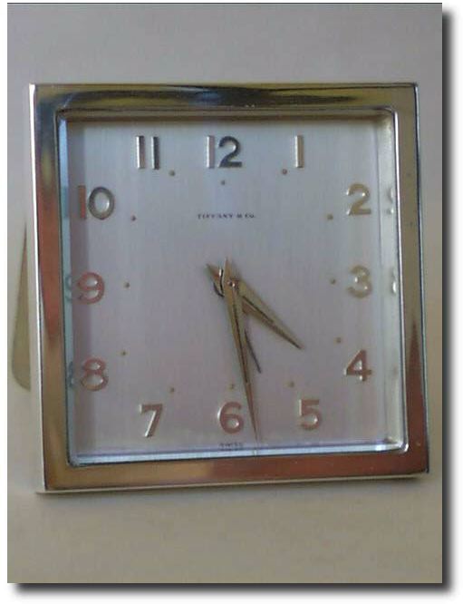 Tiffany Desk Clock with Alarm in Sterling Silver, c. 1900's — Antique Clocks Price Guide