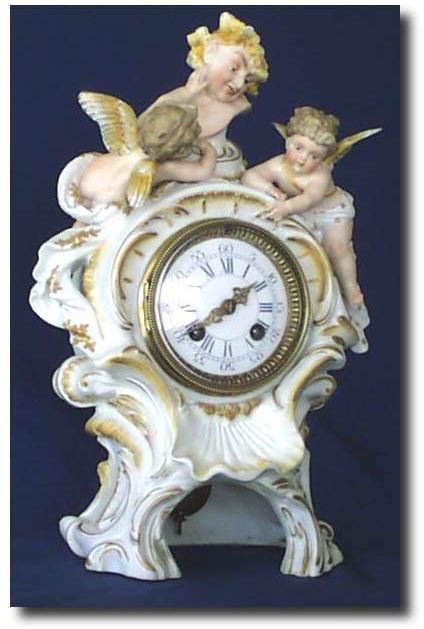 Lenzkirch Bisque China Clock with Cherubs, c. 1870 — Antique Clocks Price Guide