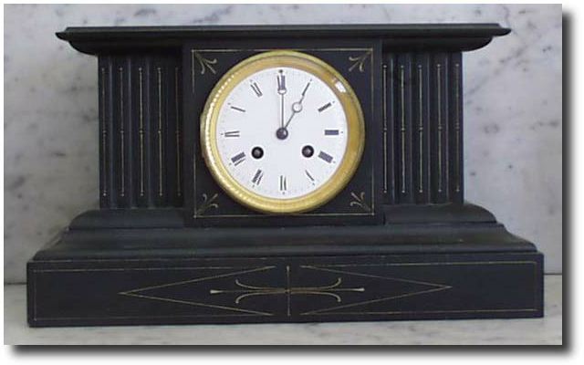 French Black Marble Mantel Clock, c. 1880's — Antique Clocks Price Guide
