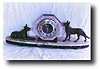 Marble clock with German Shepards, circa 1930