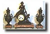 French Figural Clock Garniture with Covered Urns, c. 1890