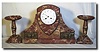 French Rouge Marble with bronze strawberries and beaded decoration, circa 1902's