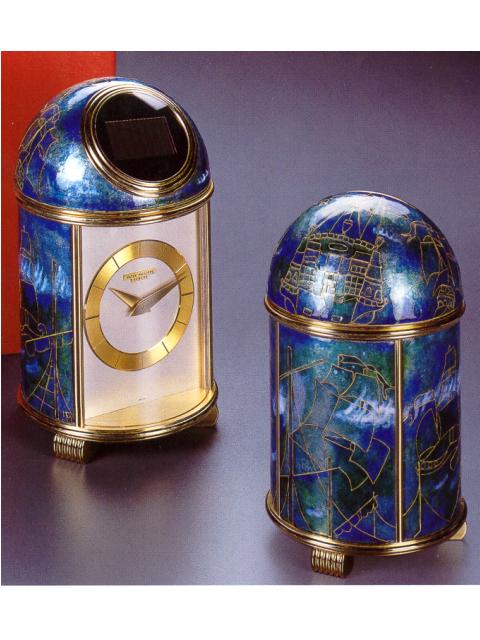 Very fine solar-powered electric table clock in original fitted box. Patek Philippe &amp; Cie., c. 1958 — Antique Clocks Price Guide