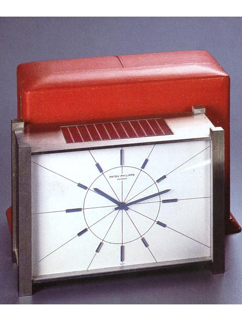 Very fine solar-powered electric table clock in original fitted box, accompanied by the original certificate. Patek Philippe &amp; Cie., c. 1963 — Antique Clocks Price Guide