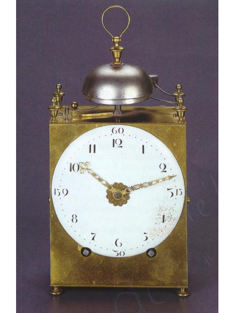 Fine brass, eight-day going, quarter striking Capucine type travelling clock with alarm. French, Jura, circa 1800. — Antique Clocks Price Guide