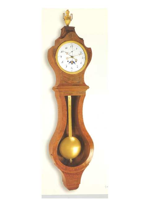 Astronomical eight day-going, center-seconds, hour and quarter striking, mahogany wall regulator "a violon". Probably Samuel Roy &amp; Fils a Chaux de Fonds, circa 1810. — Antique Clocks Price Guide