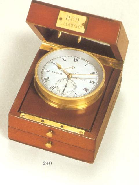 Fine small 40 hour-going deck chronometer with power reserve indication. Leroy, Paris, circa 1880. — Antique Clocks Price Guide