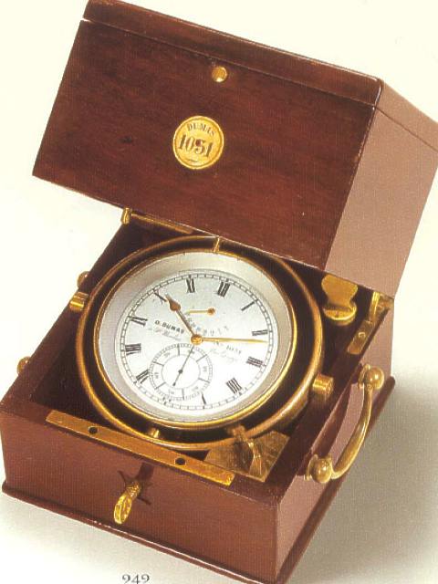 Two-day marine chronometer with winding indicator, circa 1860. — Antique Clocks Price Guide