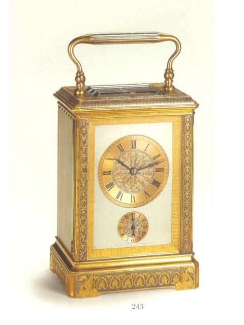 Gilt brass and silver eight day-going grande et petite sonnerie, quarter-repeating carriage clock with alarm. Unsigned, French, circa 1880. Very — Antique Clocks Price Guide