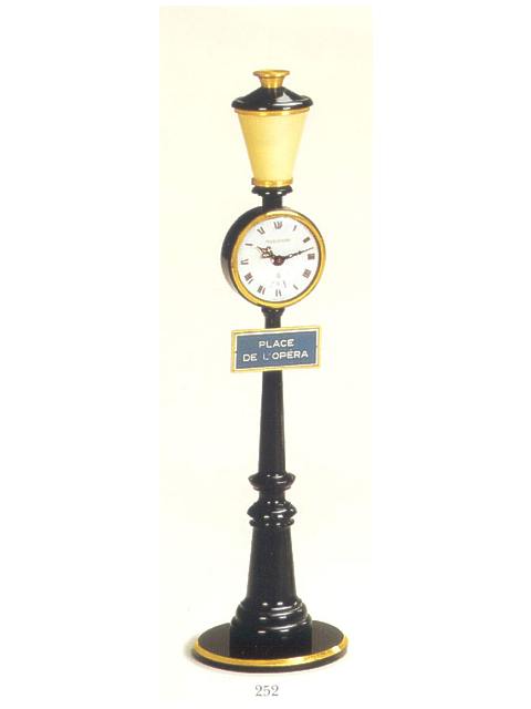 Fine and unusual eight day-going keyless table clock with alarm, designed as a street lamp. Jaeger, Paris, made in the 1960's. — Antique Clocks Price Guide