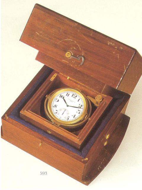 Fine brass "torpedo" deck watch, Patek, Philippe &amp; Cie., sold on July 31, 1934. — Antique Clocks Price Guide
