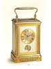 Gilt brass and silver eight day-going grande et petite sonnerie, quarter-repeating carriage clock with alarm. Unsigned, French, circa 1880. Very