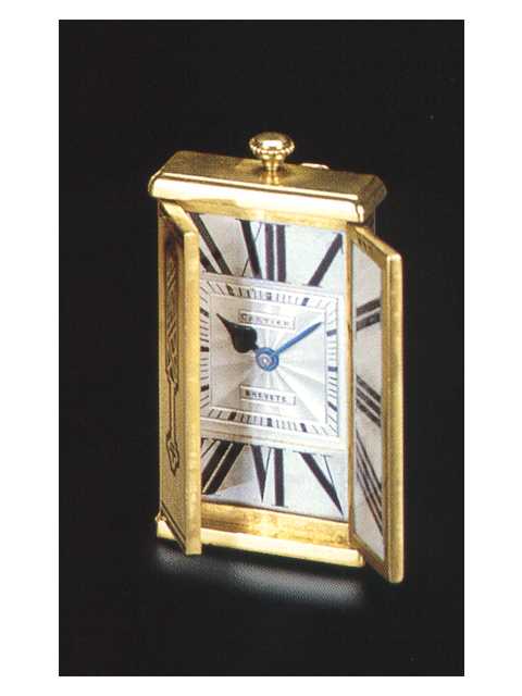18K yellow gold and enamel keyless travelling purse watch a cadran deployant, in original fitted box. Cartier, Paris, made in 1928. — Antique Clocks Price Guide