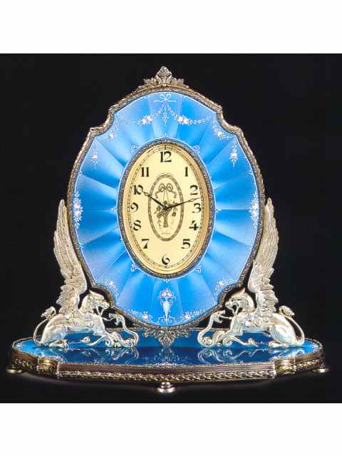 Silver gilt and enamel, eight-day going timepiece, designed as a cheval glass. Plojoux, circa 1910. — Antique Clocks Price Guide
