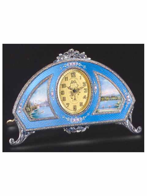 Silver, gilt brass and enamel eight-day going strut clock, in original fitted box. Plojoux, circa 1910. — Antique Clocks Price Guide