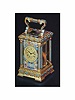 Gilt brass, eight-day going Mignonette carriage clock with cloisonne enamelled decoration. Made in France, circa 1890.