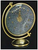Fine and unusual eight-day going keyless skeleton table timepiece, designed as a gilt brass and Plexiglas globe. LeCoultre, Swiss, made in the 1960's. Fine