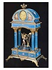 Silver gilt and enamel, eight-day going table timepiece, designed as a temple of love, in original green leather fitted box. Haas Neveux & Cie, Geneve, circa 1910.