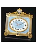 Silver gilt and enamel eight-day going, keyless strut clock in original fitted box. J.T. C., Geneva, circa 1910.