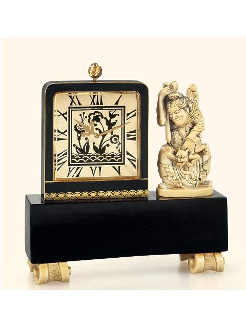 Ivory, gold, silver, lacquer and wood, Art Deco chinoiserie clock; Vacheron &amp; Constantin, made by Verger Freres in 1929. — Antique Clocks Price Guide