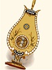 18K silver and enamel, pearl-set concealed dial form watch designed as a lyre with visible balance. Geneva, circa 1810.