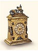 Gilt silver desk clock with date. Probably Austrian or German, circa 1870, movement by John Lampe, London, No. 1038, circa 1730.