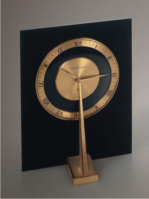 Eight-day going desk clock designed as a vertical sundial. Jaeger LeCoultre, Swiss, circa 1955. — Antique Clocks Price Guide