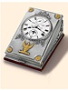 Exceptional, one of only two known, astronomical double barrel, eight day going large silver desk clock with perpetual calendar, phases of the moon and eight day power reserve indicator, accompanied by two original silver/gold/steel keys and matching calendar adjustment pin. Patek Philippe & Cie., Geneve, made in 1927.
