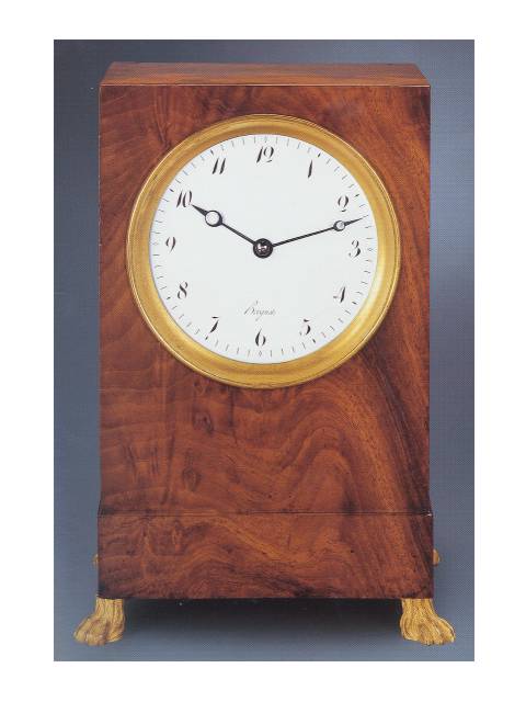 Very fine 8 day-going mahogany jump hour-hand table clock striking hours and half-hours, Breguet, No. 555, c. 1800 — Antique Clocks Price Guide