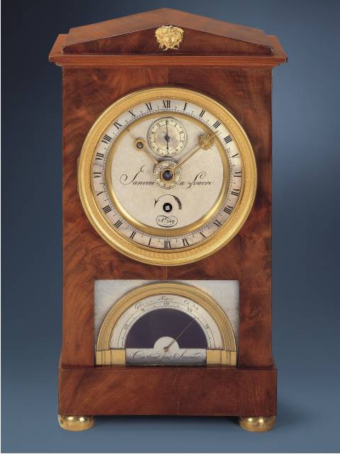 Mahogany veneered, one month-going, astronomical lunar mantle clock; Antide Janvier au Louvre, circa 1802. — Antique Clocks Price Guide