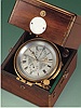 Two-day marine chronometer with auxiliary compensation and 56-hour power reserve indicator. Barraud, London, circa 1850.