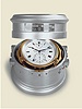Fine and rare prototype, 2 day-going marine chronometer with special balance and power reserve indication, in its water-resistant aluminum and nickel cylindrical box. Ulysse Nardin, Locle, Suisse, circa 1940.