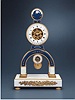 8-day going marble, enamel, and ormolu astronomical mantle clock with date, days of the week, striking the hours and half hours, Terrien, Paris, circa 1800.
