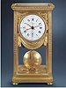 Very fine and rare gilt brass three month-going, double barrel center-seconds mantle regulator with remontoire d'galit. Robin de Paris, circa 1780.