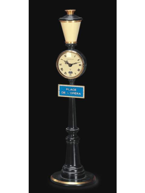 Fine eight day-going form clock designed as a gas street lamp with alarm. Jaeger-LeCoultre, Swiss, circa 1965. — Antique Clocks Price Guide