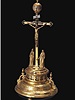Fine and rare gilt bronze hour-striking crucifix table clock. Germany, circa 1640.