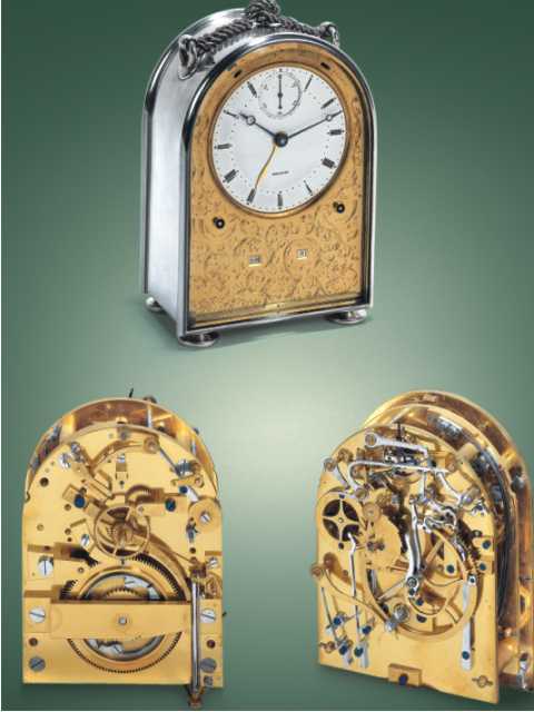 Very fine and rare, silver "hump-back", eight day going, Grande et Petite Sonnerie carillon carriage clock with alarm, double calendar and special escapement. Breguet, c. 1843 — Antique Clocks Price Guide
