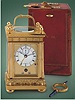 Very fine and extremely rare, gilt bronze, eight-day going carriage clock with half-quarter repeater, alarm, subsidiary seconds, calendar with days of the month and months, in original Morocco fitted box, accompanied by the original key and certificate. Breguet, c. 1837.