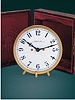 Gilt brass and glass Gaslight Night Clock in original leather fitted box. American Waltham Watch Co, circa 1885.