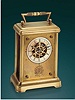 Fine and very rare, brass, skeletonized, eight-day going carriage clock with rotary regulator. Waterbury, Connecticut, circa 1885.