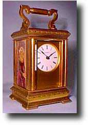 Miniature French Carriage Clock with Enamel, Panels, c. 1875 — Antique Clocks Price Guide