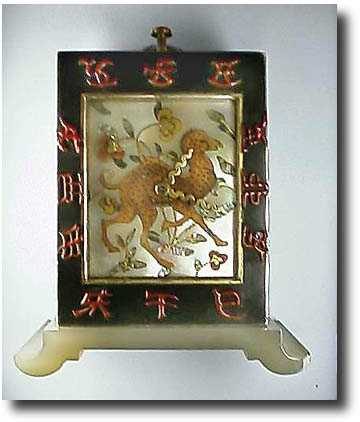 French silver gilt, lacquer, agate, and mother-of-pearl Chinese style Art Deco miniature 8-day quarter repeating antique clock, c. 1930 — Antique Clocks Price Guide