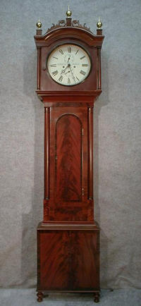 SCOTTISH LONG CASE CLOCK IN A MAHOGANY CASE WITH FLAME MAHOGANY, CIRCA 1836-1846. — Antique Clocks Price Guide