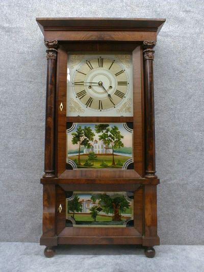 EMPIRE FULL COLUMN SHELF CLOCK BY THE FORESTVILLE MFG. CO, IN BRISTOL, CONN. CIRCA 1840. — Antique Clocks Price Guide