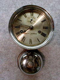 THIS IS A SETH THOMAS SHIP'S CLOCK, 40 HOUR, OUTSIDE BELL, IN A NICKLE PLATED CASE. CIRCA 1895. — Antique Clocks Price Guide