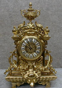 FRENCH GOLD PLATED SOLID BRASS MANTEL CLOCK BY JAPY FRERES. CIRCA 1885-1900. — Antique Clocks Price Guide