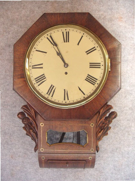 8 Day English Drop Dial Chain Fusee Timepiece In A Mahogany Case With Brass Inlay. Circa 1900-1910. — Antique Clocks Price Guide